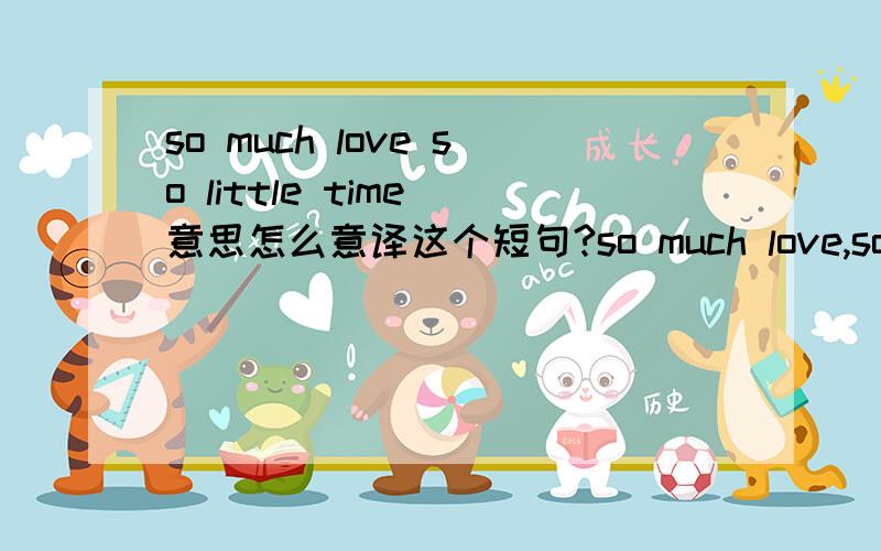 so much love so little time 意思怎么意译这个短句?so much love,so little time.