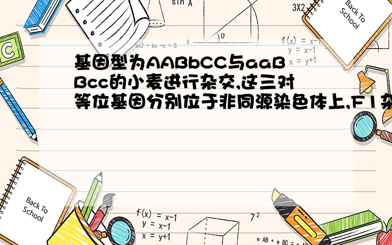 基因型为AABbCC与aaBBcc的小麦进行杂交,这三对等位基因分别位于非同源染色体上,F1杂种形成的配子种类数和F+2的基因型种类数分别是多少?