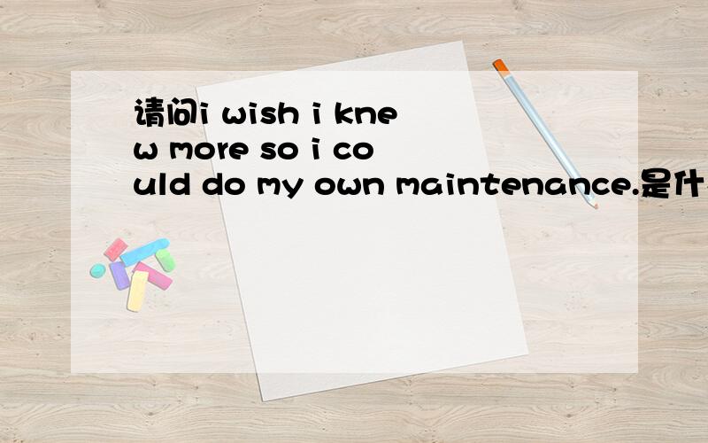 请问i wish i knew more so i could do my own maintenance.是什么意思,