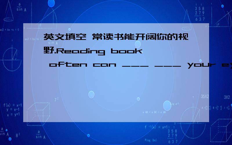 英文填空 常读书能开阔你的视野.Reading book often can ___ ___ your eyes _____the outside world.常读书能开阔你的视野.Reading book often can ___ ___ your eyes _____the outside world.我们不应该在教室里举办生日聚会.W