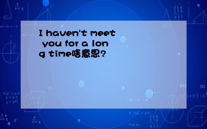 I haven't meet you for a long time啥意思?