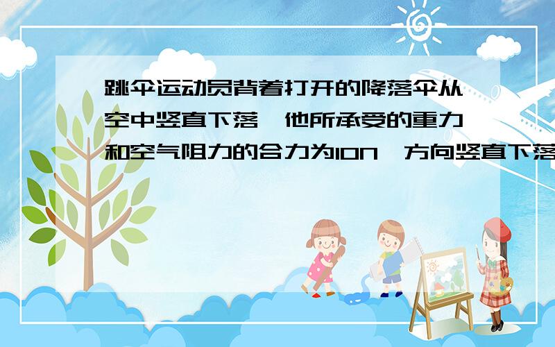 跳伞运动员背着打开的降落伞从空中竖直下落,他所承受的重力和空气阻力的合力为10N,方向竖直下落,已知运动员和降落伞的总重为800N,求运动员所承受空气阻力大小及方向