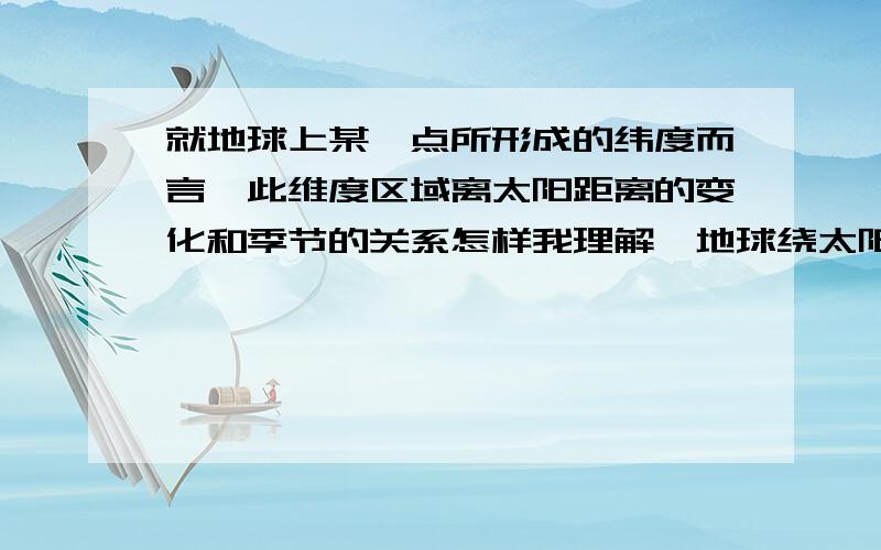 就地球上某一点所形成的纬度而言,此维度区域离太阳距离的变化和季节的关系怎样我理解,地球绕太阳公转的轨迹虽然是椭圆,但是这个椭圆和圆差不多,可忽略不计,相反其离地球的距离不如