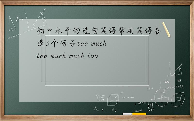 初中水平的造句英语帮用英语各造3个句子too much too much much too