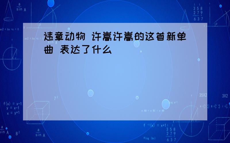 违章动物 许嵩许嵩的这首新单曲 表达了什么