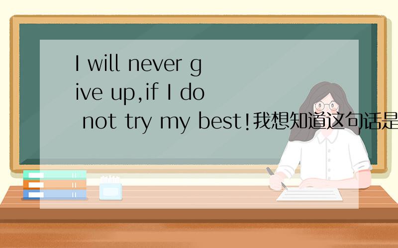 I will never give up,if I do not try my best!我想知道这句话是怎么翻译的,具体一点