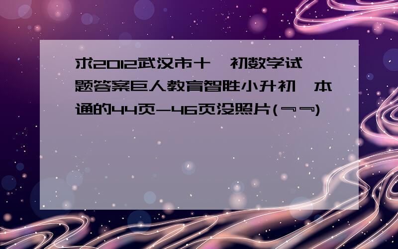 求2012武汉市十一初数学试题答案巨人教育智胜小升初一本通的44页-46页没照片(﹃﹃)