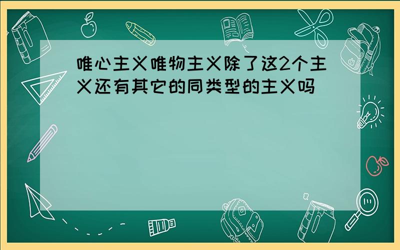 唯心主义唯物主义除了这2个主义还有其它的同类型的主义吗