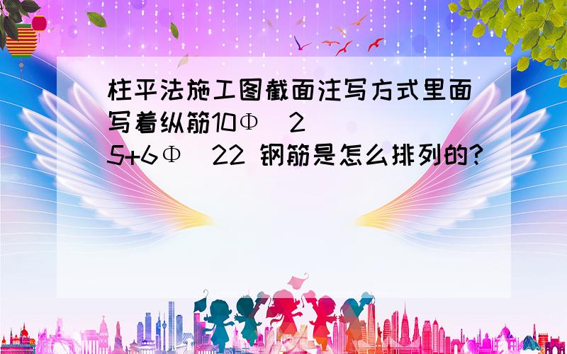 柱平法施工图截面注写方式里面写着纵筋10Φ„25+6Φ„22 钢筋是怎么排列的?