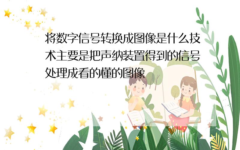 将数字信号转换成图像是什么技术主要是把声纳装置得到的信号处理成看的懂的图像