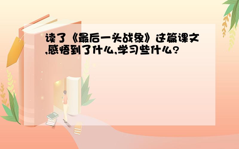 读了《最后一头战象》这篇课文,感悟到了什么,学习些什么?