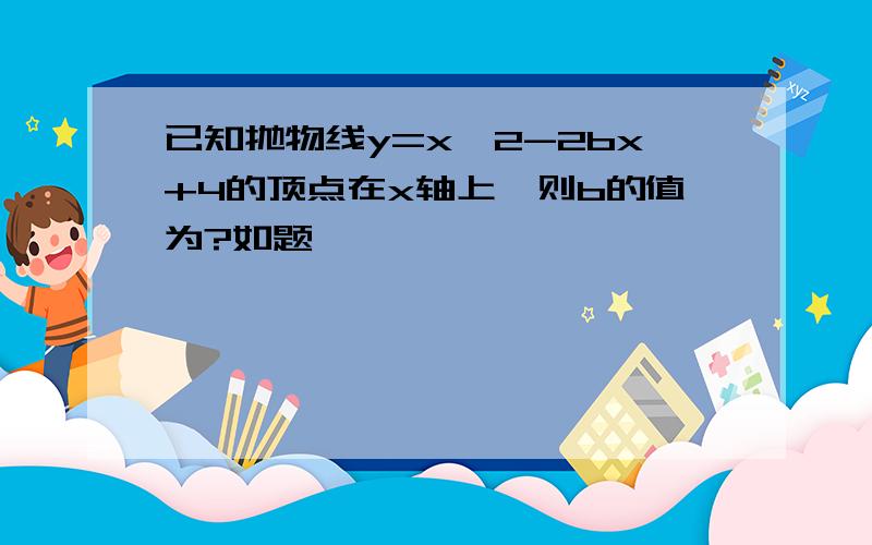 已知抛物线y=x^2-2bx+4的顶点在x轴上,则b的值为?如题