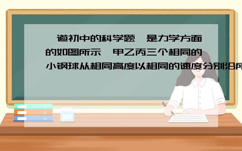 一道初中的科学题,是力学方面的如图所示,甲乙丙三个相同的小钢球从相同高度以相同的速度分别沿所示的方向抛出,若不计空气阻力,则关于小球落地时的速度与落地过程所需的时间的叙述正