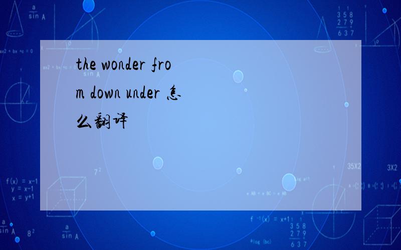 the wonder from down under 怎么翻译