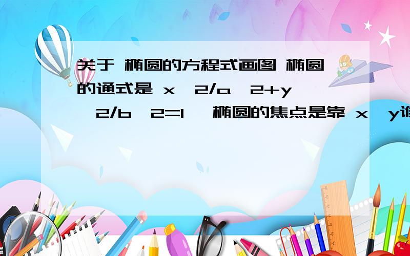 关于 椭圆的方程式画图 椭圆的通式是 x^2/a^2+y^2/b^2=1 ,椭圆的焦点是靠 x,y谁的分母大决定的,这点大家都知道.我想问的是：在画图时,当我遇到一个方程式,比如是：x^2/3+y^2/4=1,我已经知道 它的