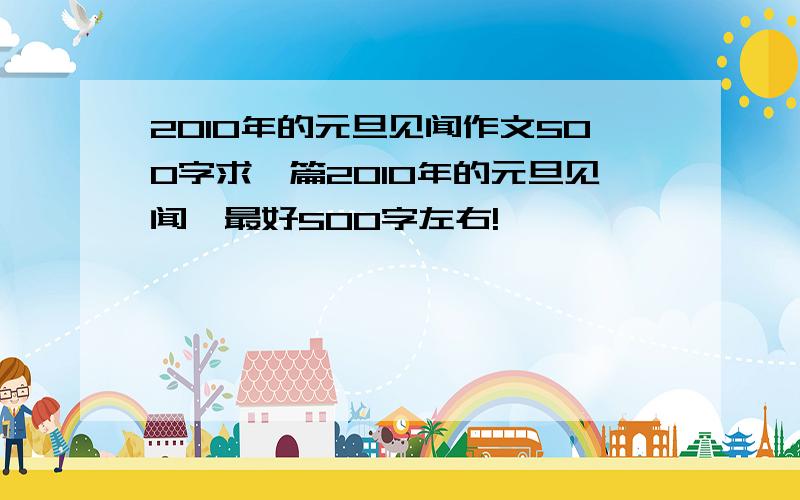 2010年的元旦见闻作文500字求一篇2010年的元旦见闻,最好500字左右!