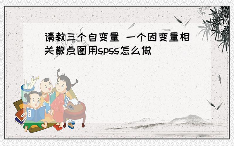 请教三个自变量 一个因变量相关散点图用spss怎么做