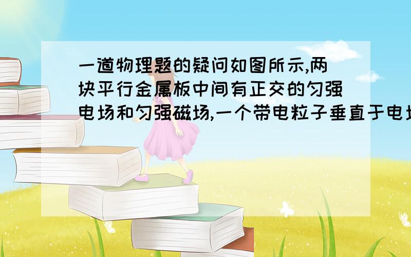 一道物理题的疑问如图所示,两块平行金属板中间有正交的匀强电场和匀强磁场,一个带电粒子垂直于电场和磁场方向射入两板间,不计重力,射出时它的动能减小了,为了使粒子动能增加,应采取