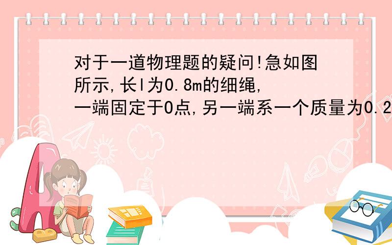 对于一道物理题的疑问!急如图所示,长l为0.8m的细绳,一端固定于O点,另一端系一个质量为0.2kg的球.将球提起使细绳处于水平位置时无速释放.当球摆至最低点时,恰与放在光滑水平桌面边缘的质