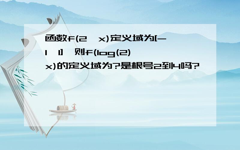 函数f(2^x)定义域为[-1,1],则f(log(2)x)的定义域为?是根号2到4吗?