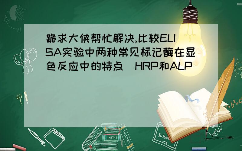 跪求大侠帮忙解决,比较ELISA实验中两种常见标记酶在显色反应中的特点（HRP和ALP)