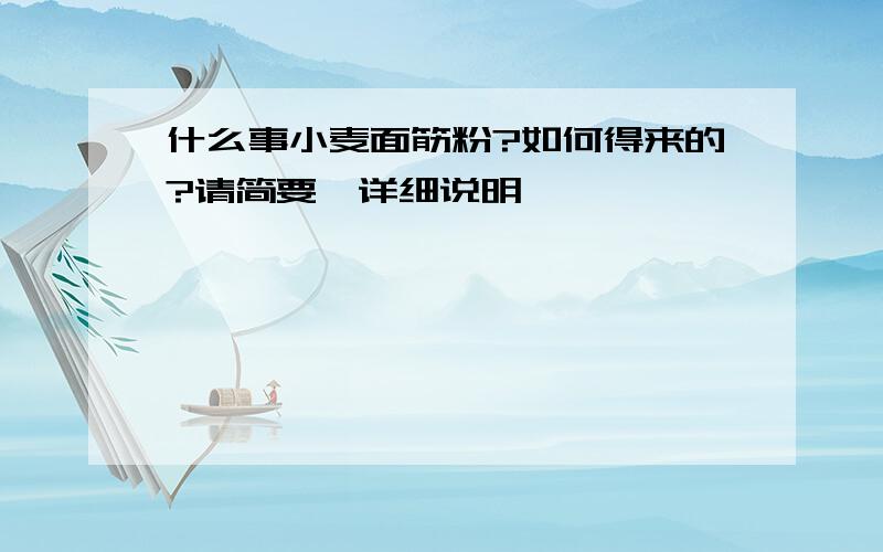 什么事小麦面筋粉?如何得来的?请简要、详细说明咯