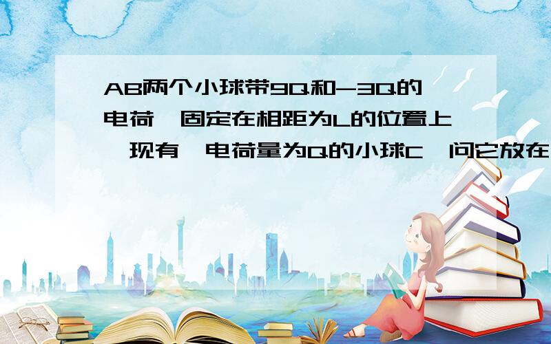 AB两个小球带9Q和-3Q的电荷,固定在相距为L的位置上,现有一电荷量为Q的小球C,问它放在什么位置受到的静电力为零知道解法,但就是不懂1.C球在a,b中间时,因为a球对c有向外的斥力,而b球对c球有