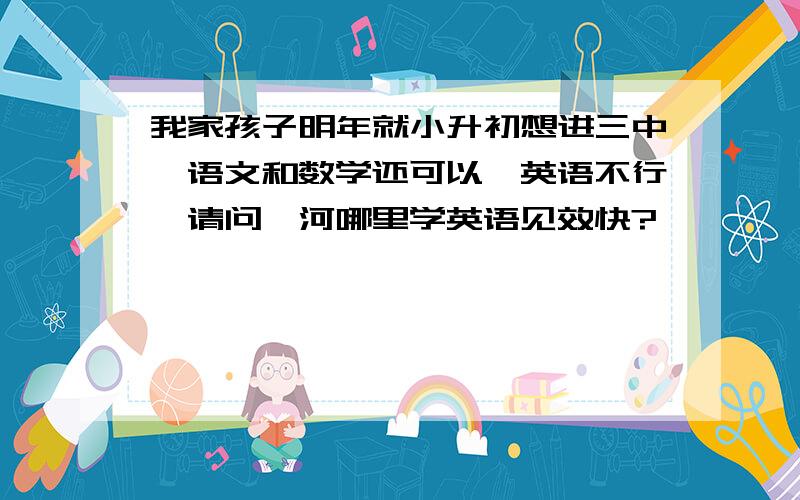 我家孩子明年就小升初想进三中,语文和数学还可以,英语不行,请问漯河哪里学英语见效快?