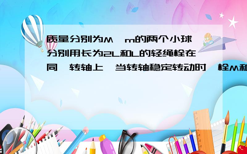 质量分别为M,m的两个小球,分别用长为2L和L的轻绳栓在同一转轴上,当转轴稳定转动时,栓M和m悬绳与竖直方向的夹角分别为α和β,求cosα:cosβ.