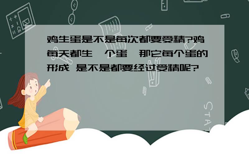 鸡生蛋是不是每次都要受精?鸡每天都生一个蛋,那它每个蛋的形成 是不是都要经过受精呢?