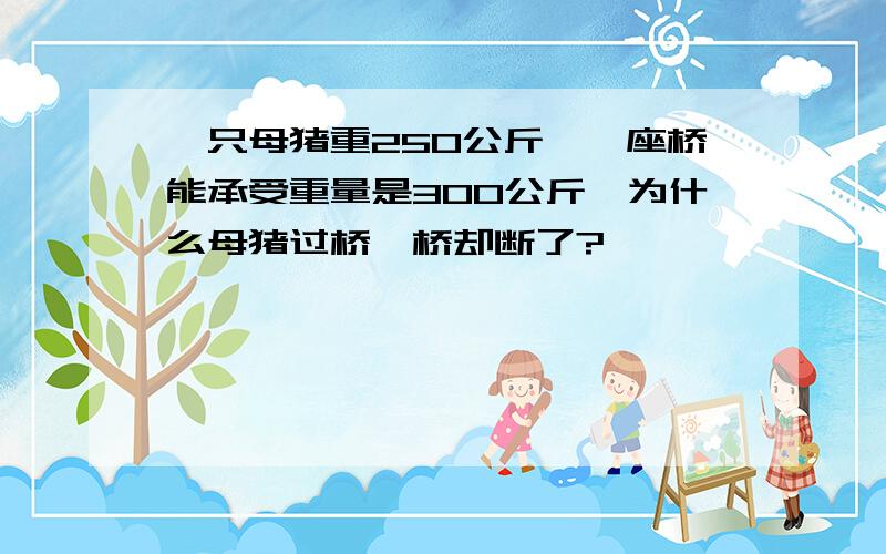 一只母猪重250公斤,一座桥能承受重量是300公斤,为什么母猪过桥,桥却断了?