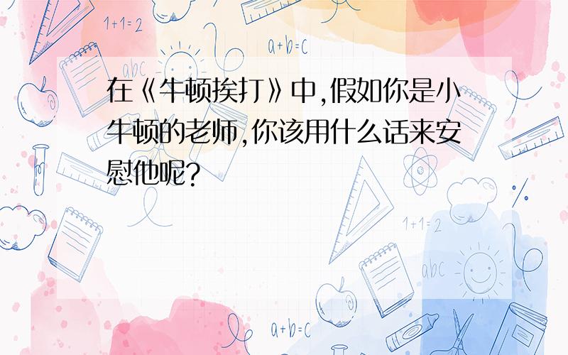 在《牛顿挨打》中,假如你是小牛顿的老师,你该用什么话来安慰他呢?