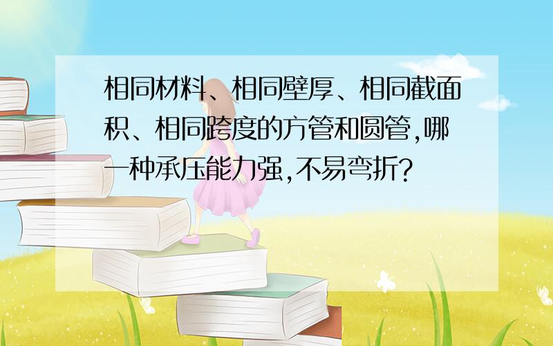 相同材料、相同壁厚、相同截面积、相同跨度的方管和圆管,哪一种承压能力强,不易弯折?