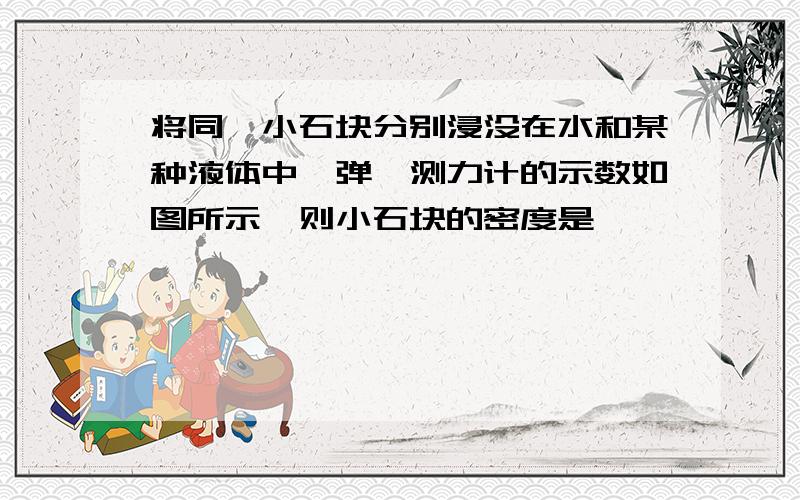 将同一小石块分别浸没在水和某种液体中,弹簧测力计的示数如图所示,则小石块的密度是