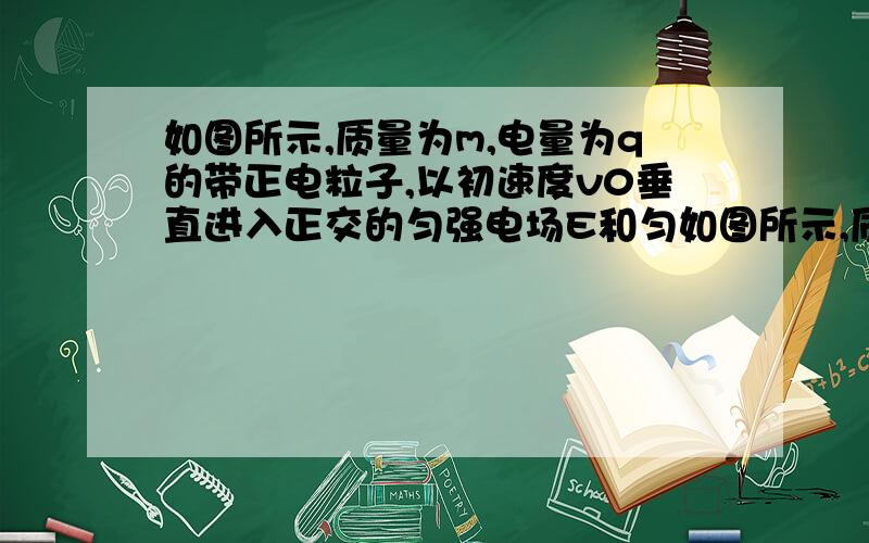 如图所示,质量为m,电量为q的带正电粒子,以初速度v0垂直进入正交的匀强电场E和匀如图所示,质量为m、带电量为q的带正电粒子,以初速度v0垂直进入正交的匀强电场E和匀强磁场B中,从P点离开该