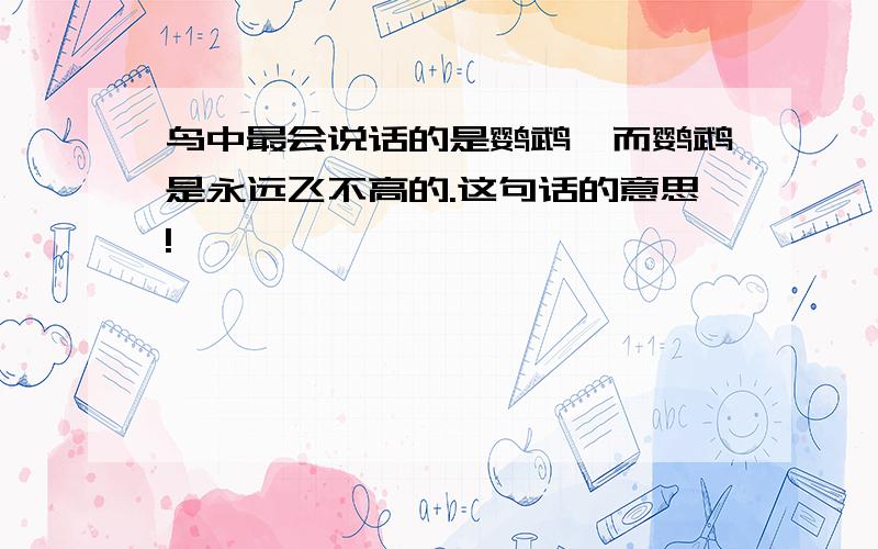 鸟中最会说话的是鹦鹉,而鹦鹉是永远飞不高的.这句话的意思!