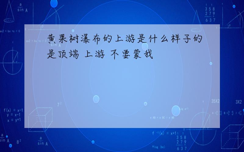 黄果树瀑布的上游是什么样子的是顶端 上游 不要蒙我