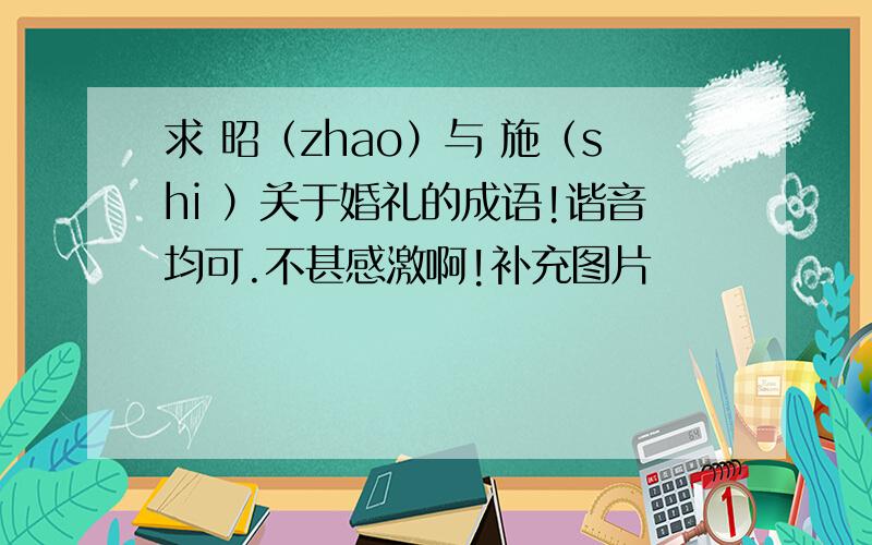 求 昭（zhao）与 施（shi ）关于婚礼的成语!谐音均可.不甚感激啊!补充图片