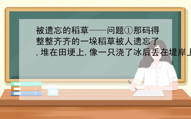 被遗忘的稻草——问题①那码得整整齐齐的一垛稻草被人遗忘了,堆在田埂上,像一只浇了冰后丢在堤岸上的桶.收完了谷,那堆在田里的捆捆稻草就被人们拖回家去,垫栏或者喂牛,灶里的湿柴燃