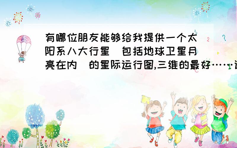 有哪位朋友能够给我提供一个太阳系八大行星（包括地球卫星月亮在内）的星际运行图,三维的最好……谢谢!