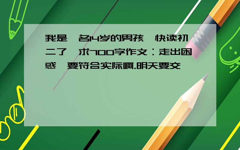 我是一名14岁的男孩,快读初二了,求700字作文：走出困惑,要符合实际啊，明天要交