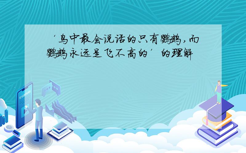 ‘鸟中最会说话的只有鹦鹉,而鹦鹉永远是飞不高的’的理解