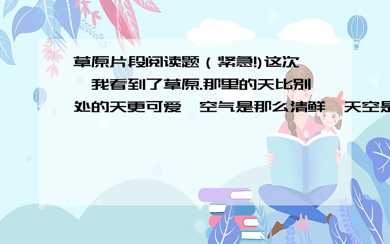 草原片段阅读题（紧急!)这次,我看到了草原.那里的天比别处的天更可爱,空气是那么清鲜,天空是那么明朗,使我总想高歌一曲,表示我的愉快.在天底下,一碧千里,而并不茫茫.四面都有小丘,平地