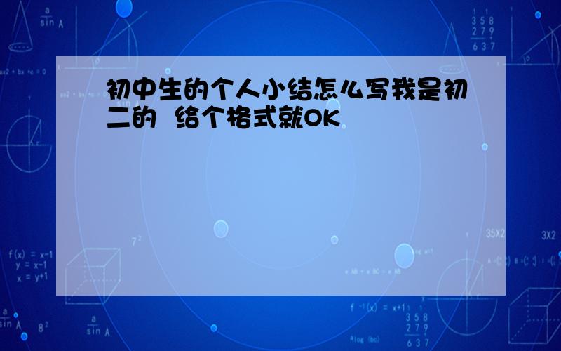 初中生的个人小结怎么写我是初二的  给个格式就OK