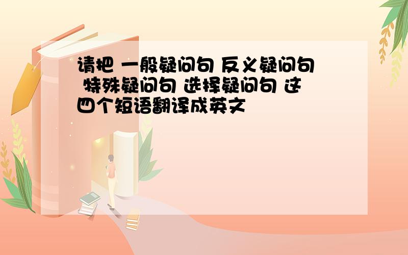 请把 一般疑问句 反义疑问句 特殊疑问句 选择疑问句 这四个短语翻译成英文