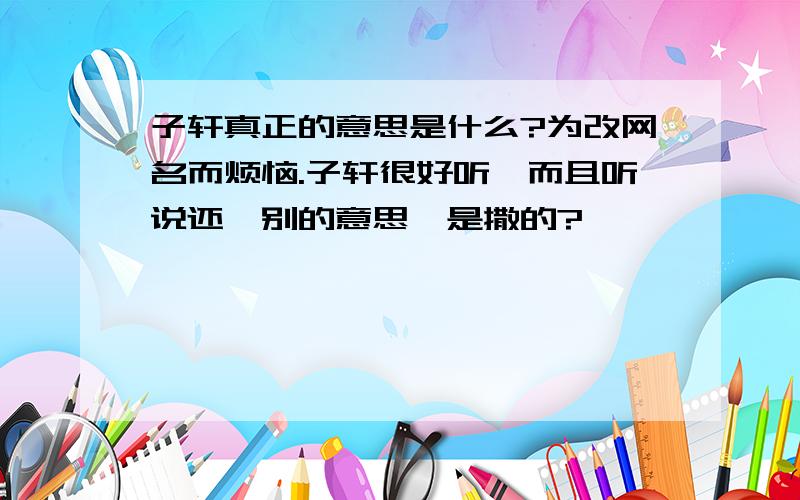 子轩真正的意思是什么?为改网名而烦恼.子轩很好听,而且听说还宥别的意思,是撒的?