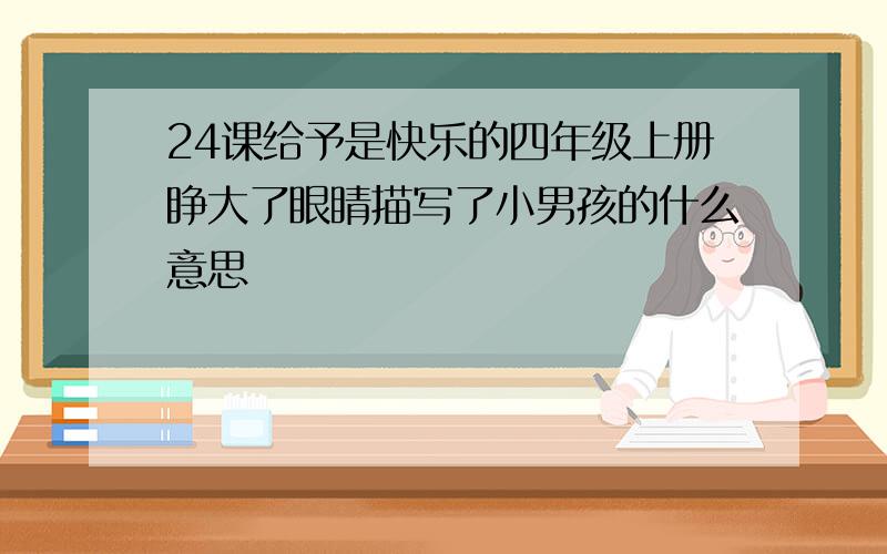 24课给予是快乐的四年级上册睁大了眼睛描写了小男孩的什么意思