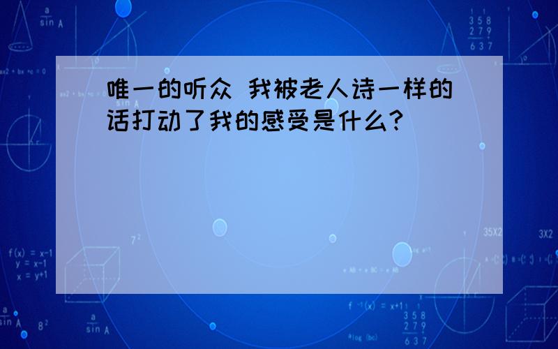 唯一的听众 我被老人诗一样的话打动了我的感受是什么?