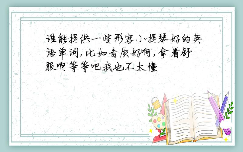 谁能提供一些形容小提琴好的英语单词,比如音质好啊,拿着舒服啊等等吧我也不太懂