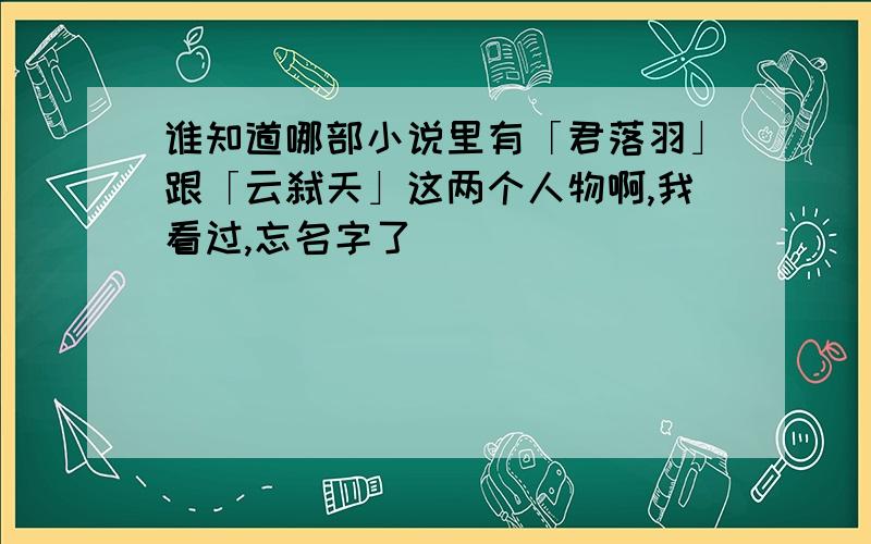 谁知道哪部小说里有「君落羽」跟「云弑天」这两个人物啊,我看过,忘名字了